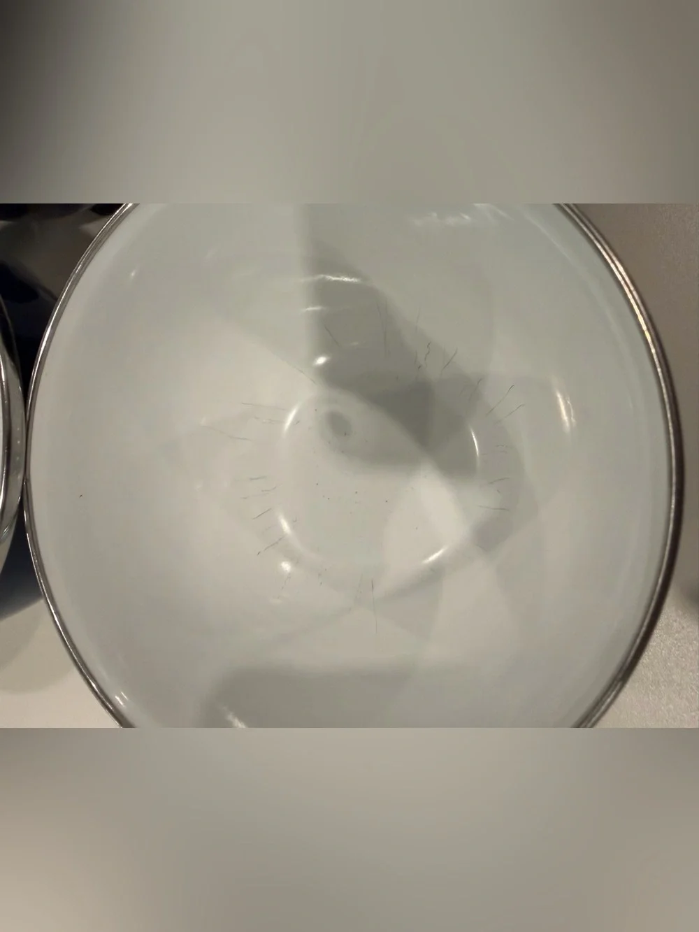 Pottery Barn Blue Enamel  Bowls with Silver Rim - Set of 7